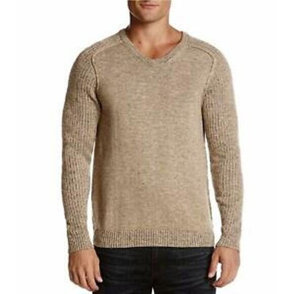 Tommy Bahama Large Cotton Wool Reversible Gran Rey Flip VNeck Sweater Beige Mens - Picture 12 of 12